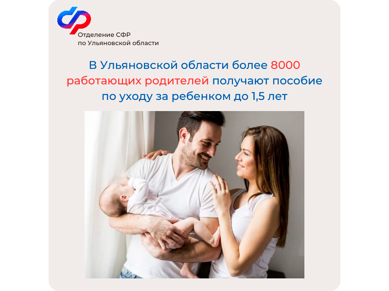 В Ульяновской области более 8000 работающих родителей получают пособие по уходу за ребенком до 1,5 лет.