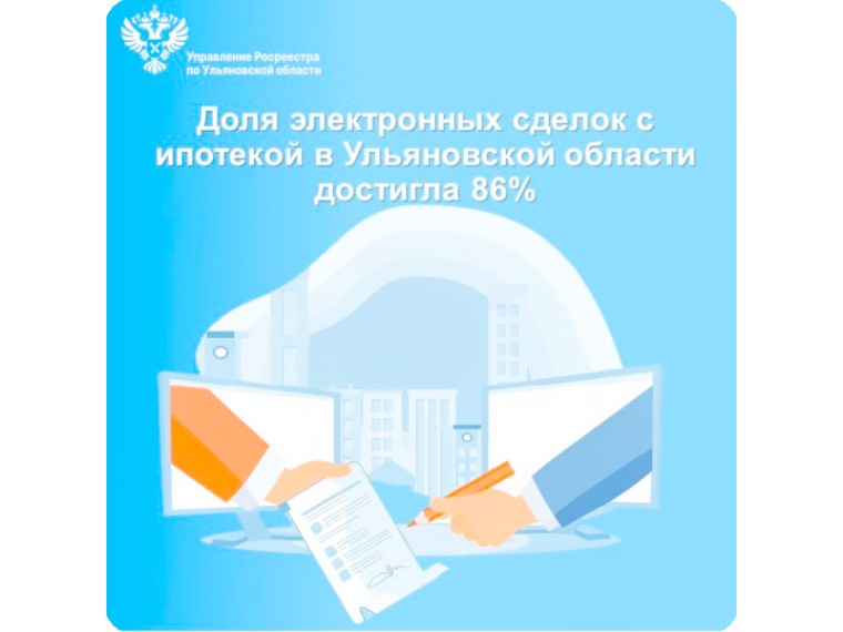 Доля электронных сделок с ипотекой в Ульяновской области в 1 квартале текущего года достигла 86%.