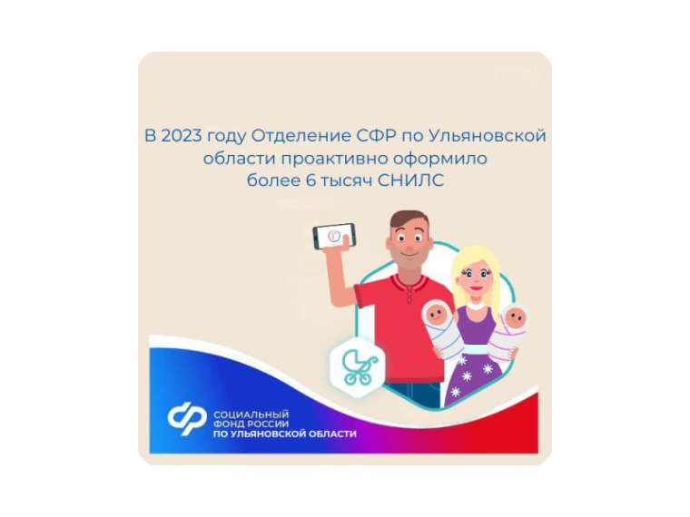 В 2023 году Отделение СФР по Ульяновской области проактивно оформило более 6 тысяч СНИЛС. В 2023 году Отделение СФР по Ульяновской области проактивно оформило более 6 тысяч СНИЛС.