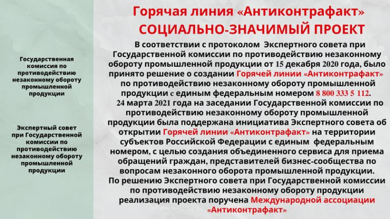 Горячая линия "Антиконтрафакт".